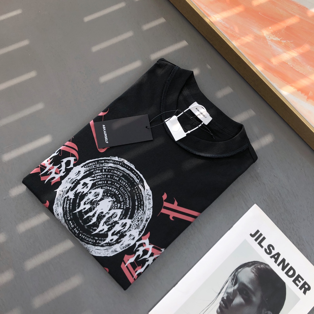 ASKYURSELF お勧め tシャツ 油染みコピー 純綿 トップス 柔らかい 半袖 ファッション プリント ブラック_7