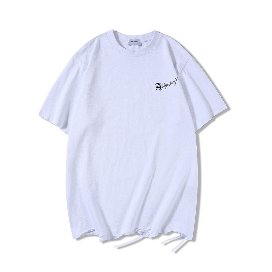 ASKYURSELF 春夏人気セール安い tシャツ イラスト 手書き偽物 トップス 純綿 プリント 柔らかい 半袖 シンプル ホワイト_2