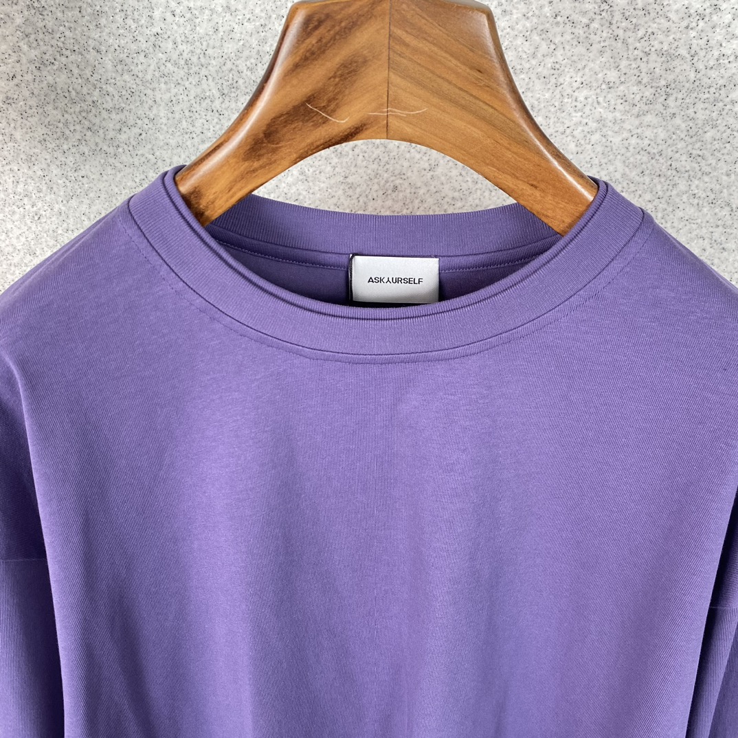 ASKYURSELF tシャツ 売る激安通販 長袖 トップス 純綿 ゆったり 人気販売 ファッション 3色可選 パープル_8