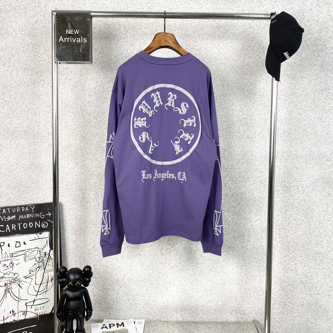 ASKYURSELF tシャツ 売る激安通販 長袖 トップス 純綿 ゆったり 人気販売 ファッション 3色可選 パープル_9