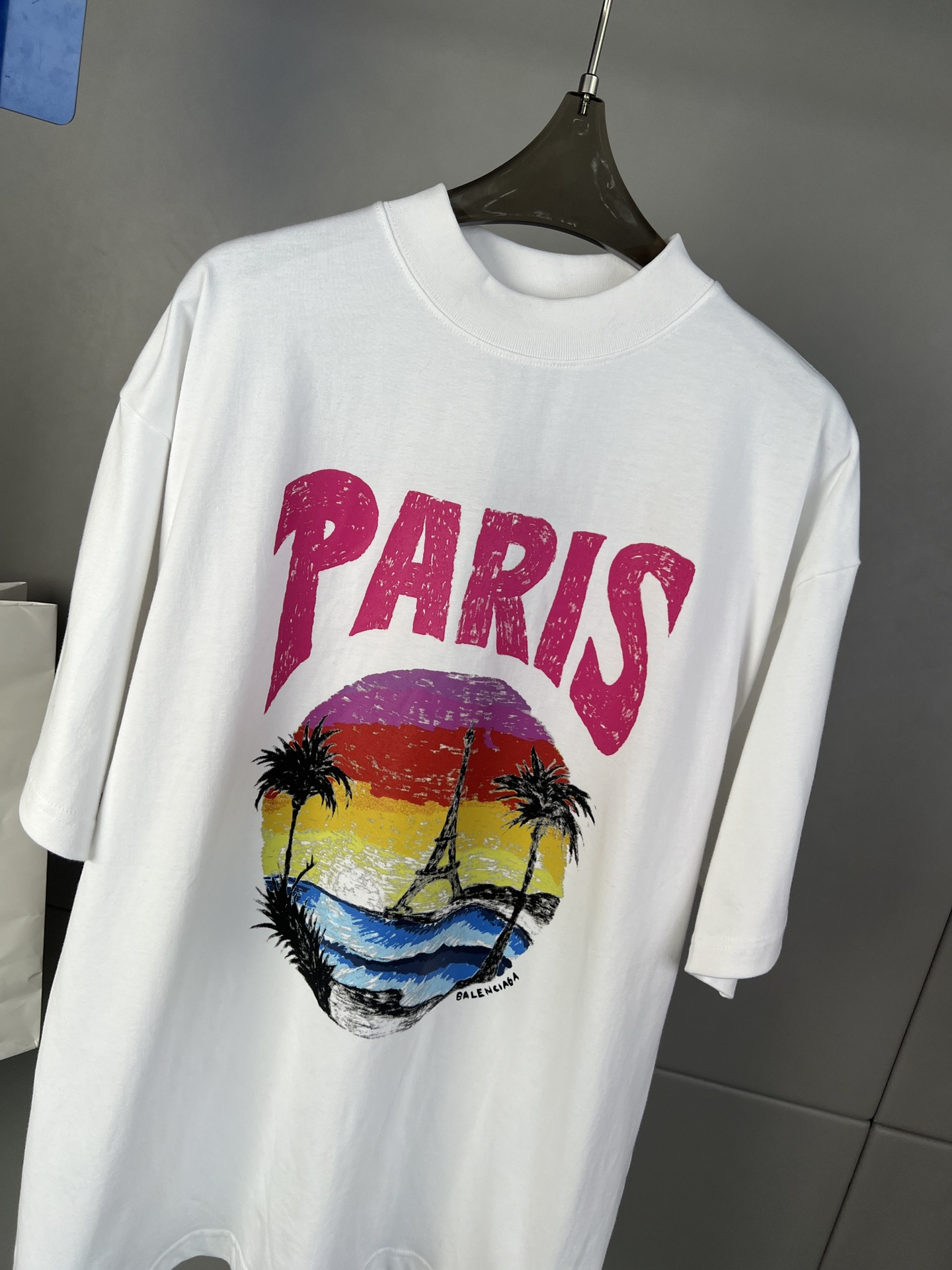 新作入荷 格安 メンズ バレンシアガ  tシャツスーパーコピー ビーチ風 手書き文字 プリント_4