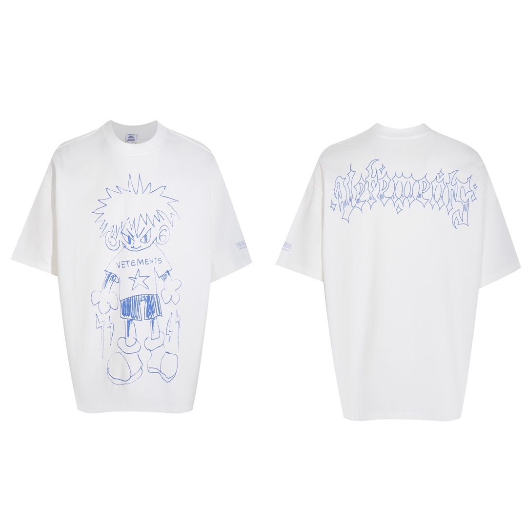 存在感のある ヴェトモン tシャツ 公式激安通販 純綿 トップス 半袖 人気漫画キルア プリント ファッション ホワイト_1