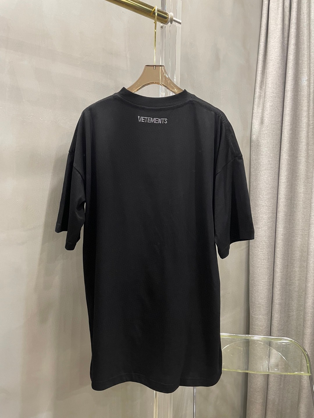 夏新款 ヴェトモン tシャツ 新作コピー 純綿 トップス 短袖  ゆったり ダイヤモンド飾り ブラック_3