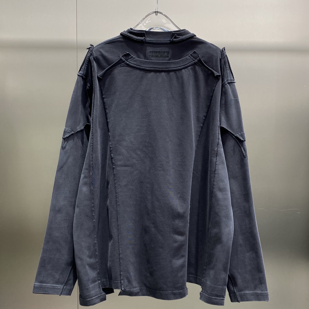 新商品! ユヴェントス tシャツ偽物 純綿 トップス 長袖 ゆったり 男女兼用 フェイクレイヤード ロゴ刺繍 ブラック_2