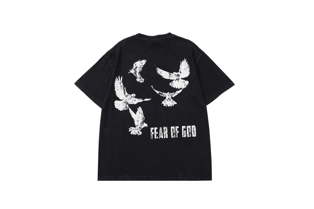セントマイケル tシャツ 偽物コピー 平和鳩プリント トップス 純綿 半袖 シンプル バラプリント ブラック_2