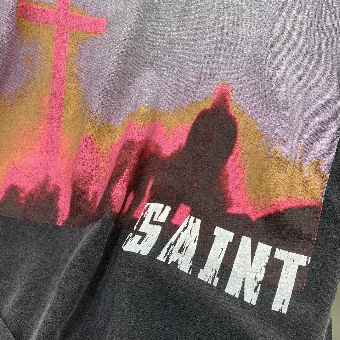 SAINTMICHAEL マイユtシャツ激安通販 柔らかい トップス 純綿 半袖 プリント 男女兼用 ファッション ブラック_7