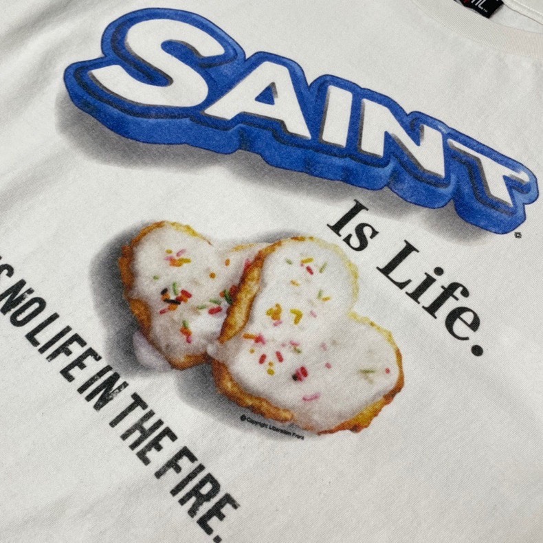 SAINTMICHAEL セントマイケル リステアスーパーコピー 柔らかい トップス 純綿tシャツ 半袖 食べ物プリント ホワイト_14
