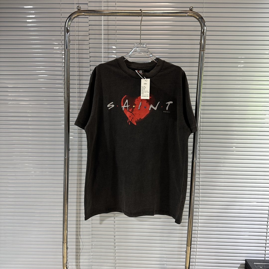 SAINTMICHAEL セントマイケル コラボ偽物 純綿 短袖tシャツ ハットプリント トップス  シンプル 人気品 カップル ブラック_1