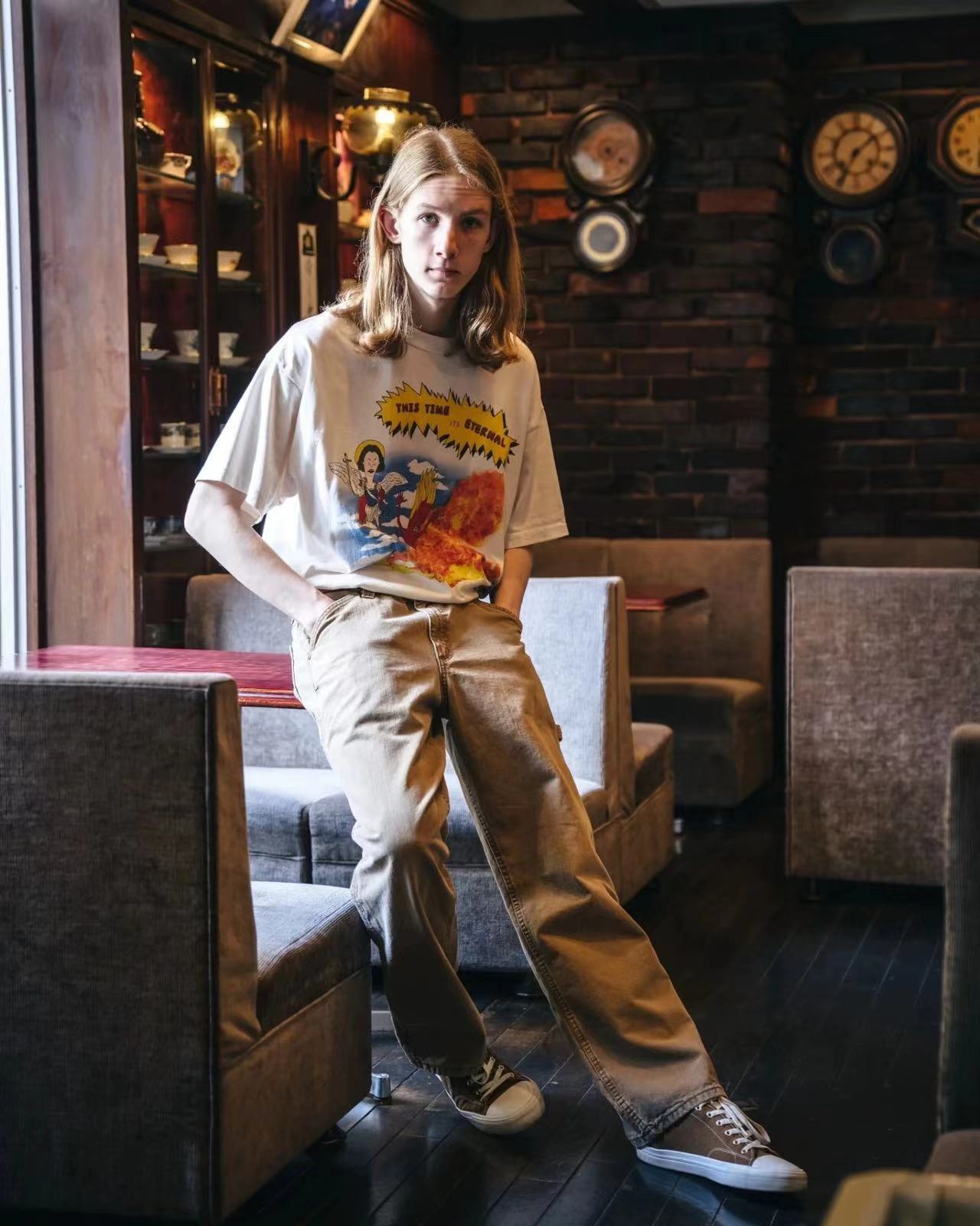 SAINTMICHAEL セントマイケル コムドットスーパーコピー 純綿 ゆたっり 短袖tシャツ 漫画プリント トップス  シンプル ホワイト_6