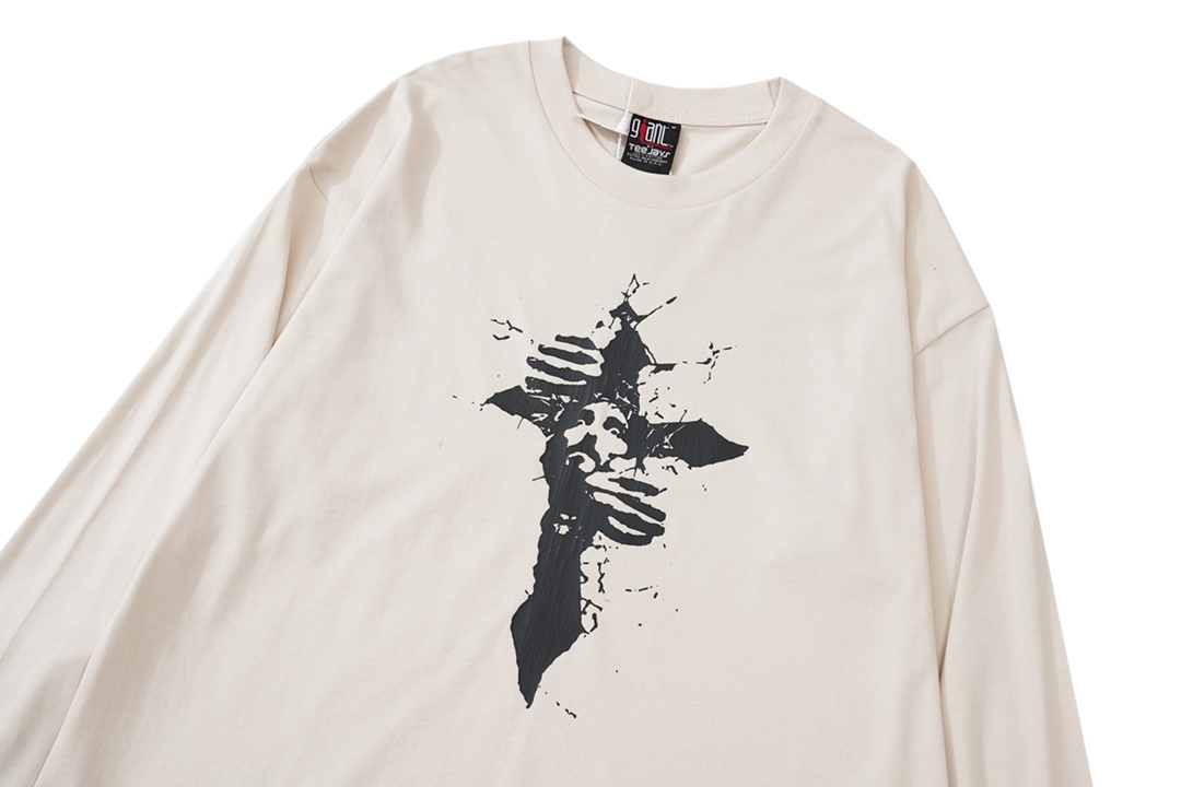 SAINTMICHAEL 大活躍 セントマイケル セットアップ激安通販 純綿 ゆたっり 長袖tシャツ プリント トップス カジュアル ホワイト_3