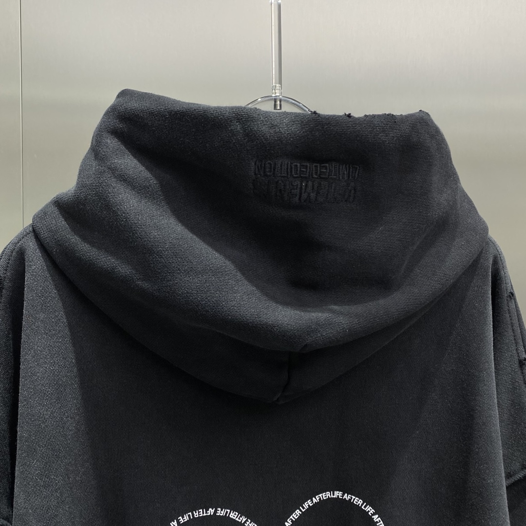 ヴェトモントップスｎ級品 純綿 パーカー フード付き ロゴ刺繍 柔らかい 厚い ファッション 日常服 2色可選 ブラック_4