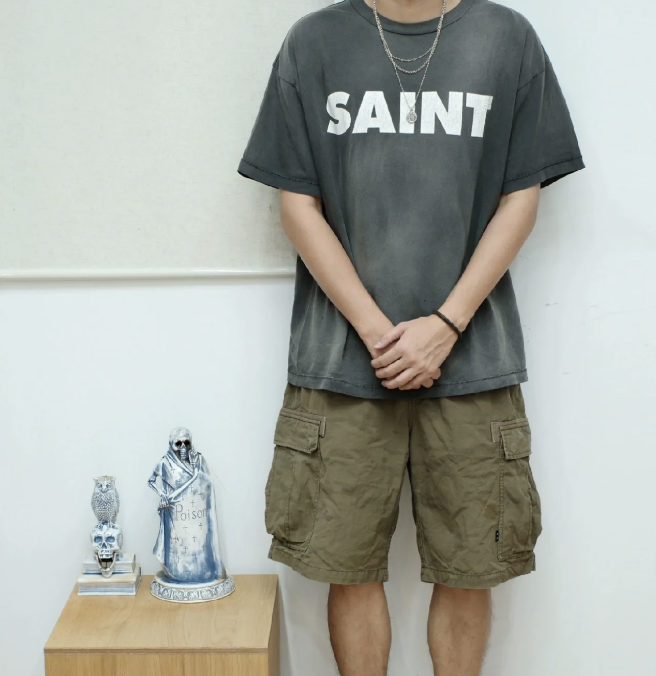 春夏人気定番安い セントマイケル tシャツ激安通販 プリント 純綿 トップス 短袖 シンプル 必要品 ブラック_1
