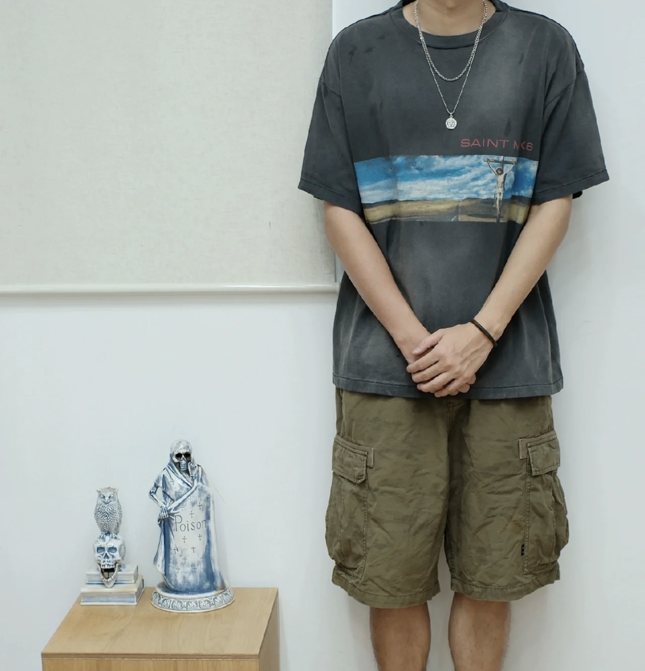 品質保証安い セントマイケル リステアコピー 夏服 プリント シンプル  純綿 トップス 半袖 人気商品 ブラック_1