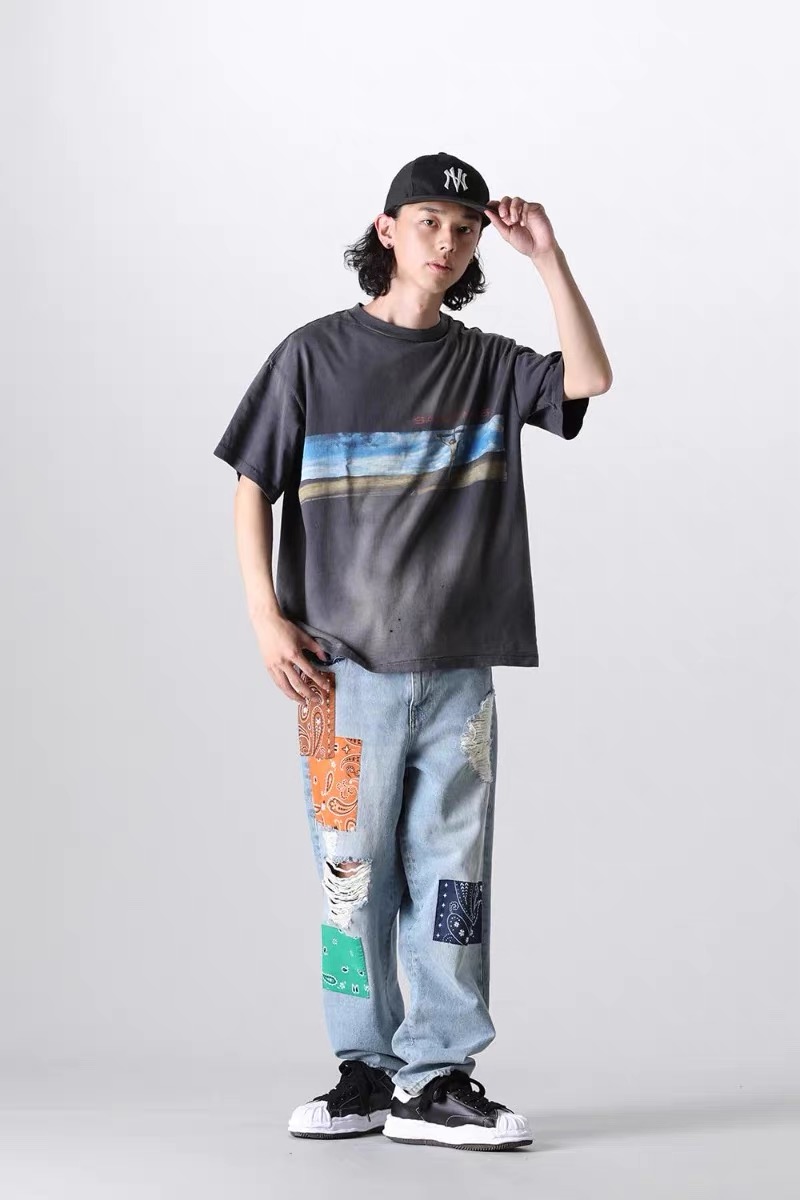 品質保証安い セントマイケル リステアコピー 夏服 プリント シンプル  純綿 トップス 半袖 人気商品 ブラック_7