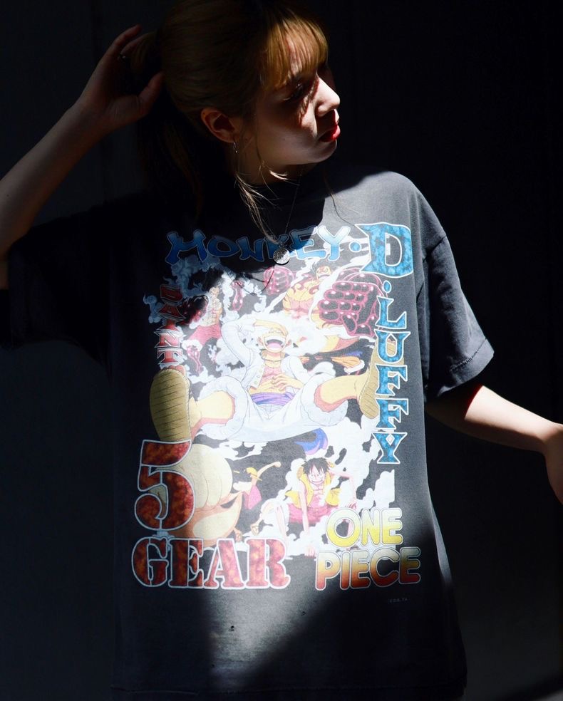 セントマイケル ルックｎ級品 夏服 ワンピース漫画プリント シンプル  純綿 トップス 半袖 カラフル 男女兼用 ブラック_6