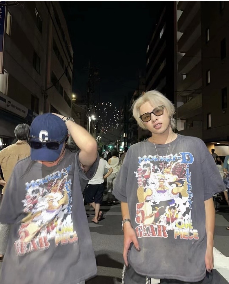 セントマイケル ルックｎ級品 夏服 ワンピース漫画プリント シンプル  純綿 トップス 半袖 カラフル 男女兼用 ブラック_8
