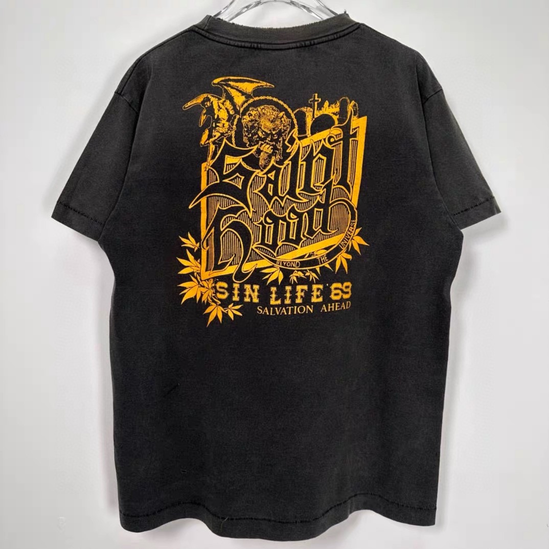 セントマイケル ロゴ激安通販 プリント シンプル  純綿Tシャツ トップス 半袖 ジャパン ファッション 男女兼用 ブラック_2
