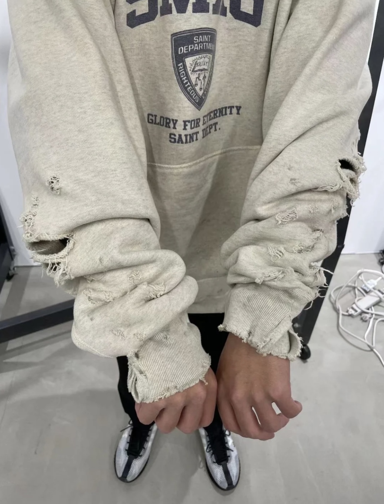 セントマイケル セットアップスーパーコピー トップス プリント 純綿 パーカー フード付き 柔らかい 男女兼用 ホワイト_7