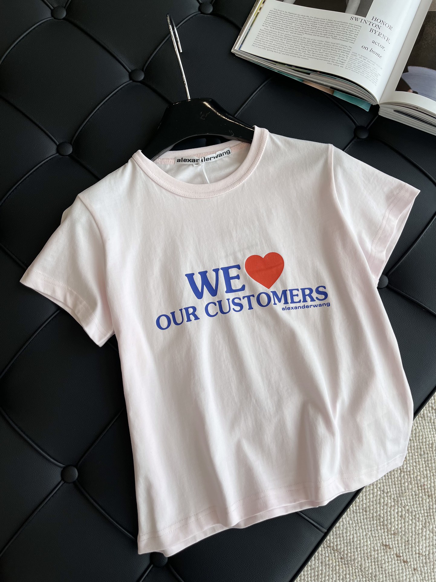 春夏数量限定 アレキサンダーワン tシャツ ピンクｎ級品 トップス 純綿 日常 ファッション シンプル プリント ホワイト_1