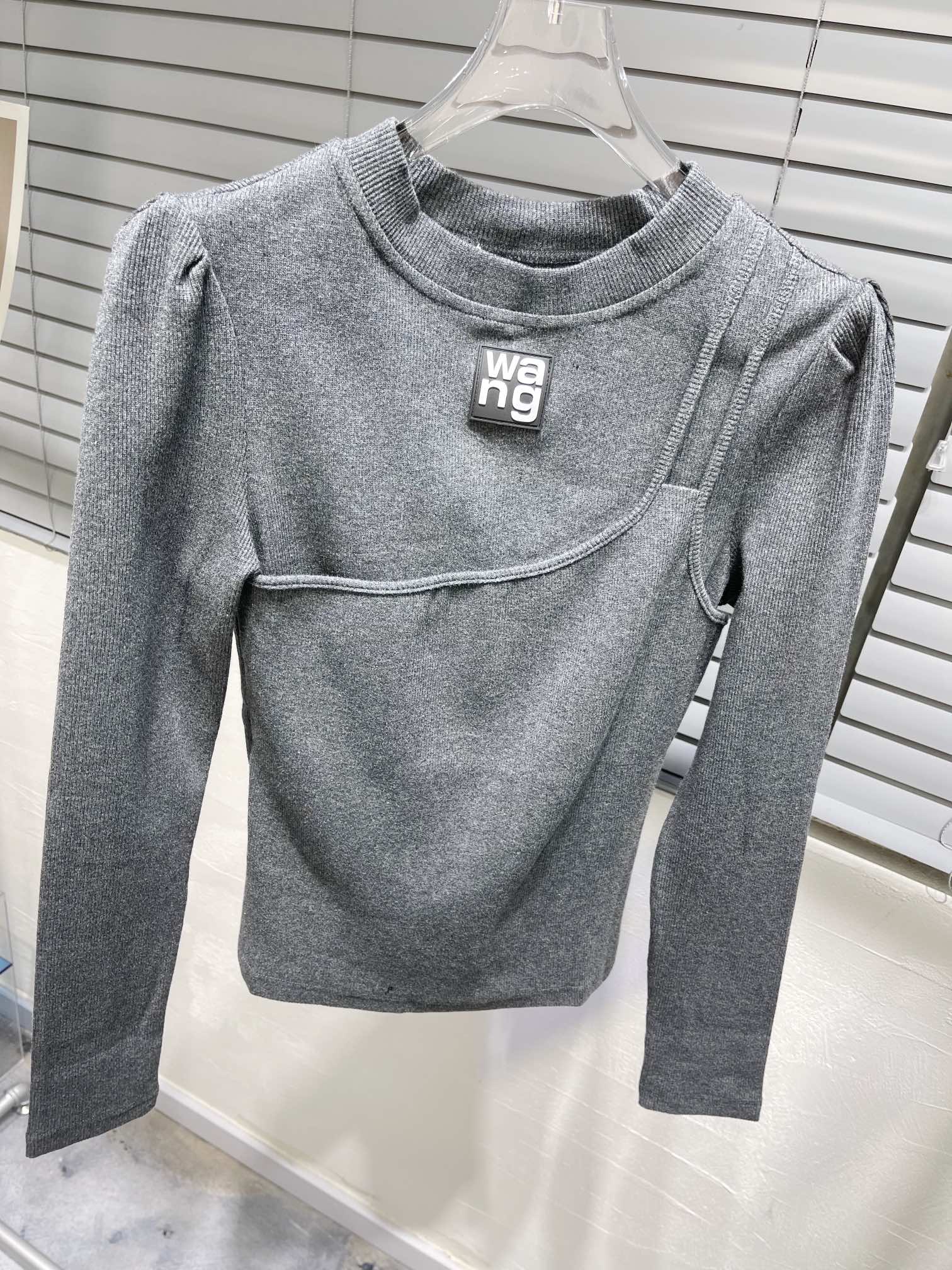 春夏人気定番安い アレキサンダーワン tシャツ ロゴｎ級品 純綿トップス 人気 長袖 ゆったり ファッション シンプル 深いグレイ_5