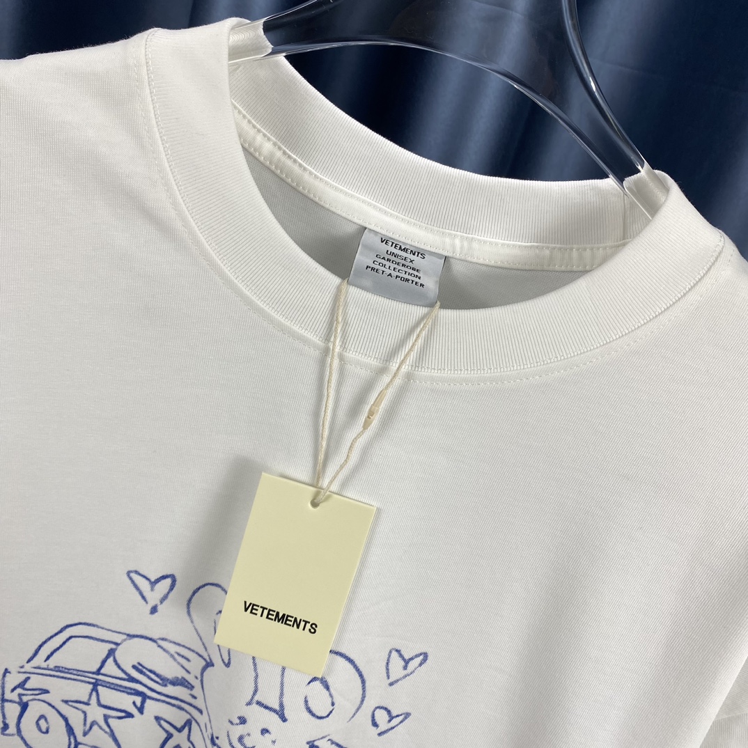 爆買い品質保証 ヴェトモン Ｔシャツ 新作ｎ級品 純綿 トップス 短袖 プリント 男女兼用 ゆったり 人気 ホワイト_3