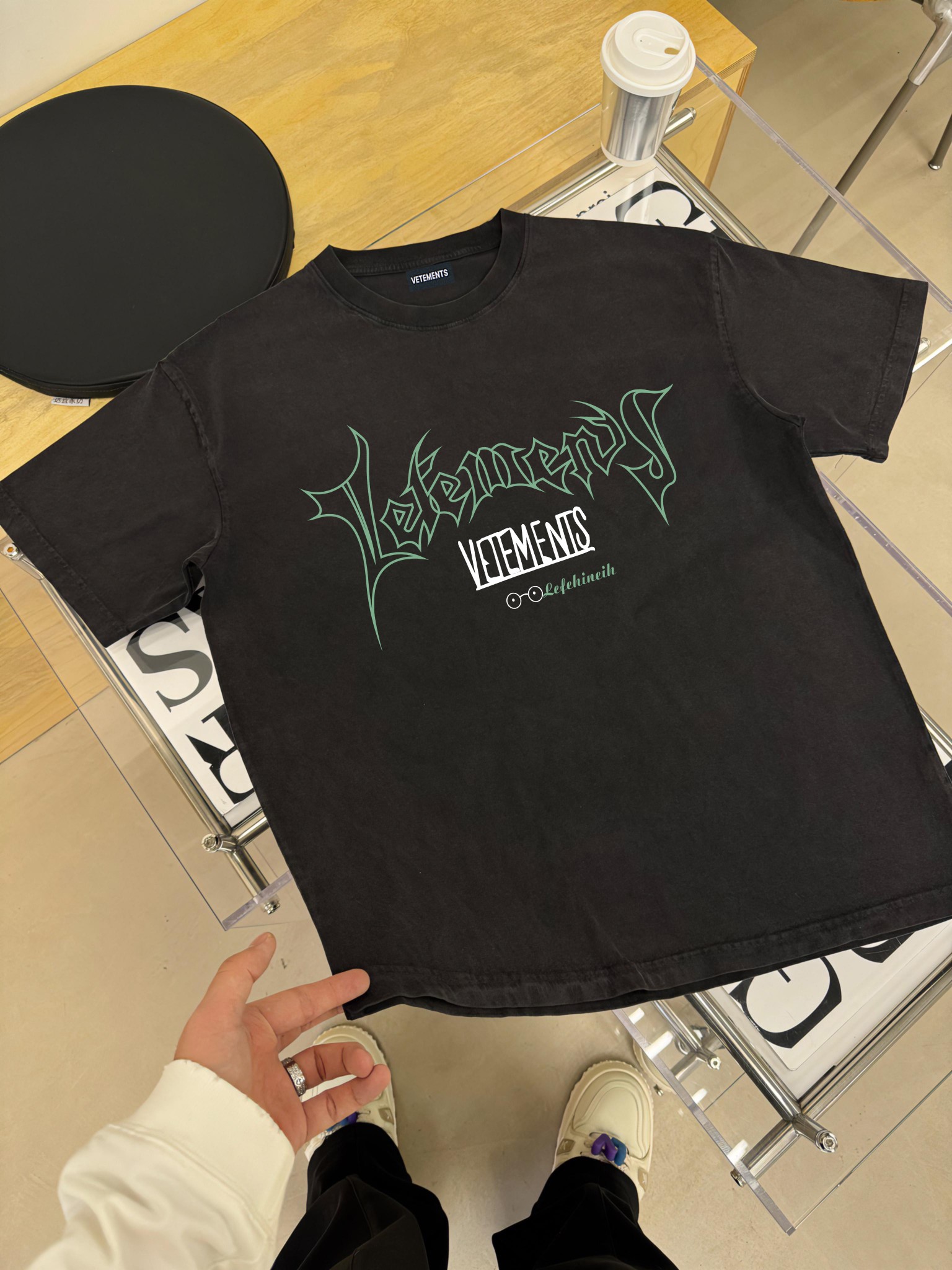 品質保証安い ヴェトモン tシャツ レディースコピー 純綿 トップス 短袖 プリント アメリカ風 シンプル 男女兼用 ブラック_4