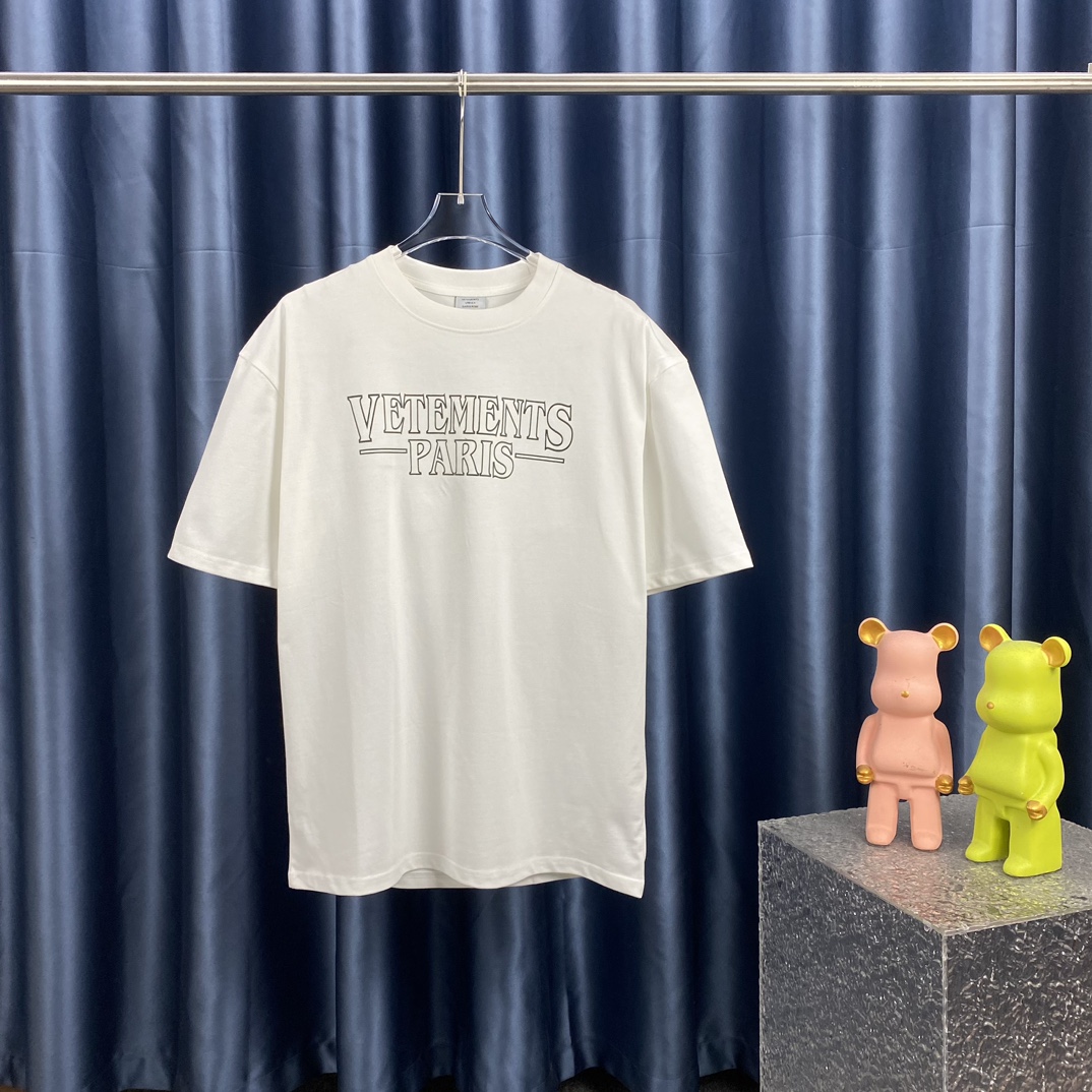 人気定番 ヴェトモン ロンt激安通販 純綿 トップス 短袖 プリント Tシャツ 男女兼用 柔らかい シンプル ホワイト_1