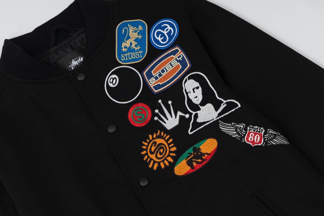 ステューシージャケットｎ級品 野球服 トップス アウター 刺繍付き 厚い ファッション シンプル ブラック_4