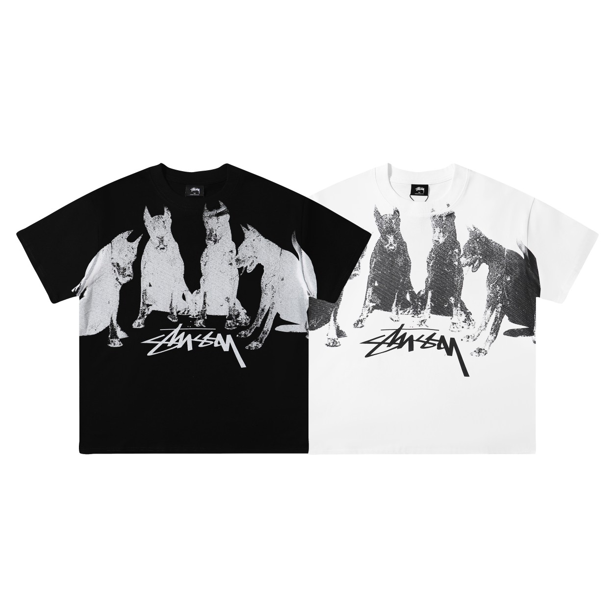 爽やかな ステューシーtシャツ サイズ感偽物 トップス 純綿 柔らかい シンプル 短袖 犬プリント 2色可選_1