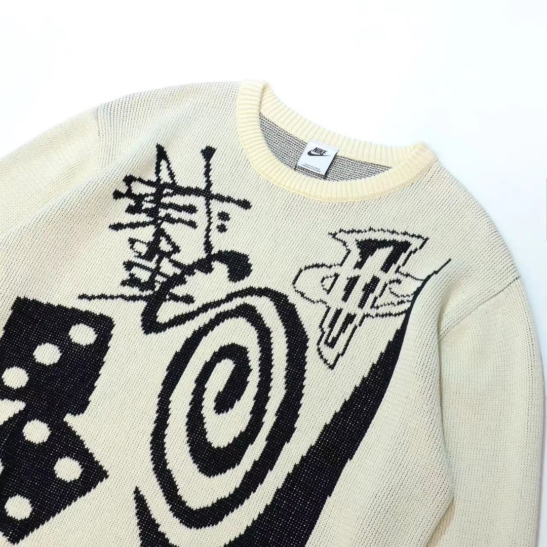 ステューシーセーターサイズ感偽物 Stussy ⅹ Nikeコラボ トップス ニット 人気 暖かい ファッション クリームイエロー_9