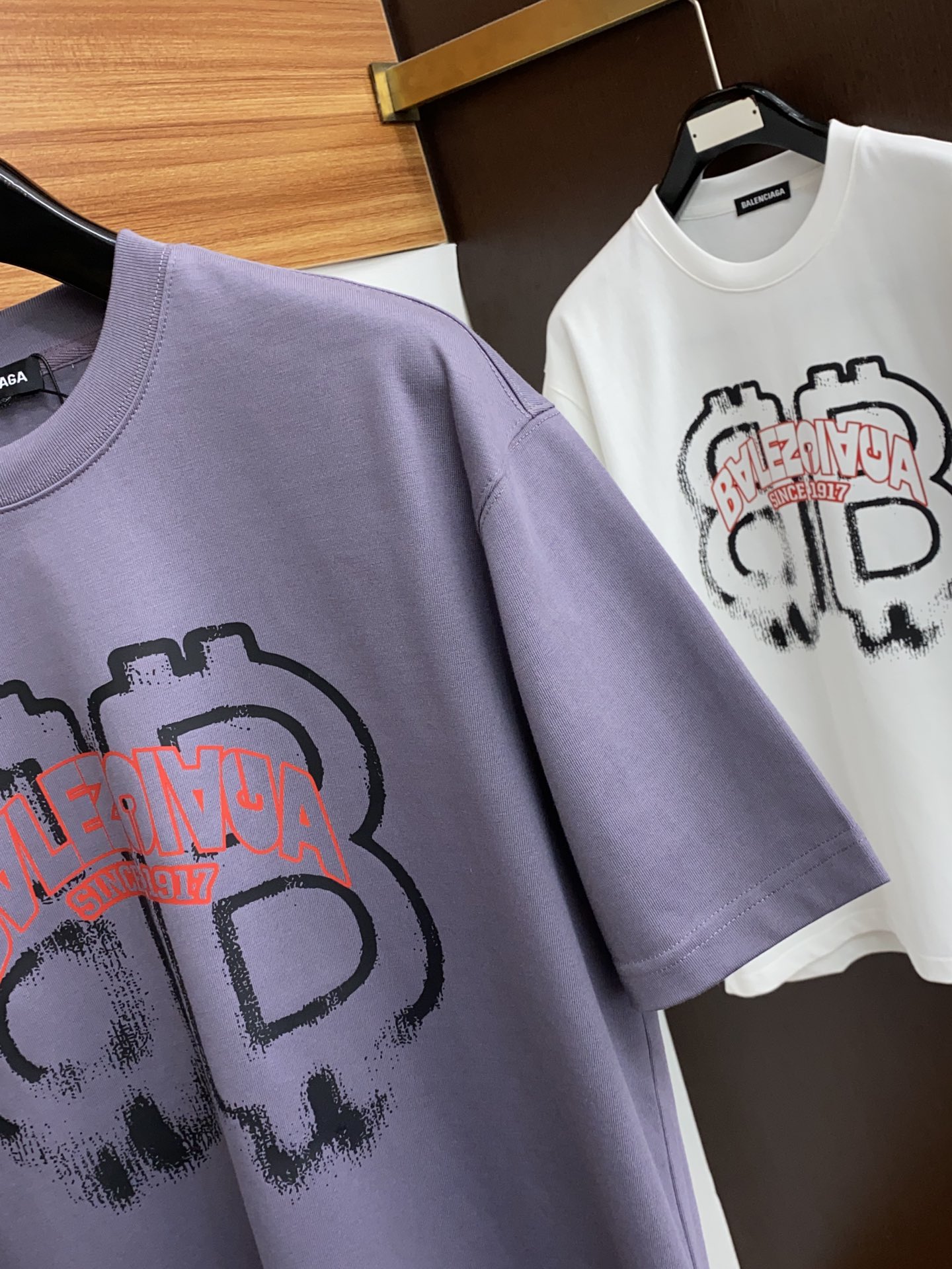 春夏限定 バレンシアガ 夏服激安通販 トップス プリント ゆったり カップル 男女兼用 4色可選 パープル_4