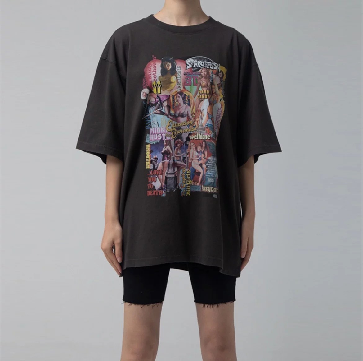 24年夏新款 ウェルダン英語コピー トップス 純綿Tシャツ ゆったり プリント ファッション 人気 ブラック_7