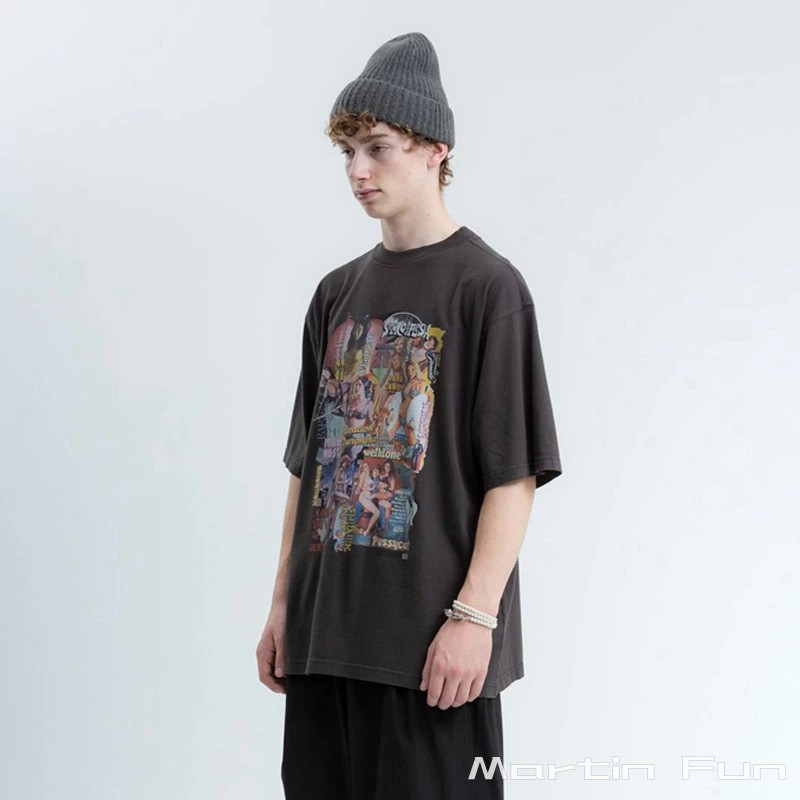 24年夏新款 ウェルダン英語コピー トップス 純綿Tシャツ ゆったり プリント ファッション 人気 ブラック_10