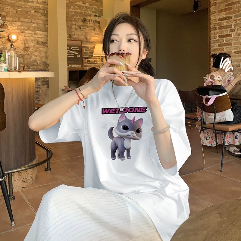WE11DONE tシャツヘビーウェイトスーパーコピー トップス 純綿 猫のプリント カップル 大人気 シンプル 2色可選_4