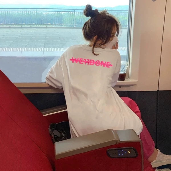 WE11DONE 最安値人気 ウエルダンの意味激安通販 蛍光ロゴプリント 純綿Tシャツ トップス ファッション 2色可選_6
