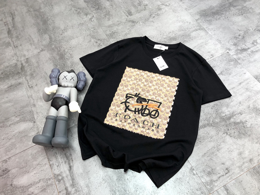 コーチ 激安通販 スーパーコピー 半袖 Tシャツ コットン ブラック 柔らかい 花柄_1
