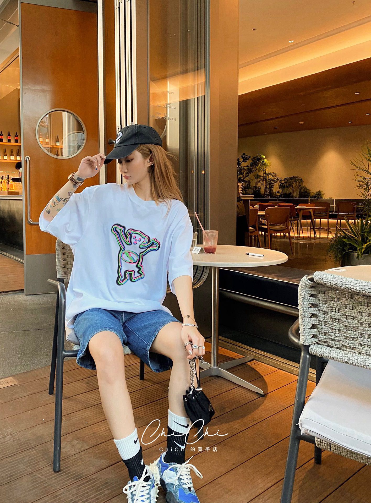 WE11DONE ウェルトップ偽物 トップス tシャツ 100%綿 半袖 熊プリント 日常服 通学 シンプル ホワイト_4