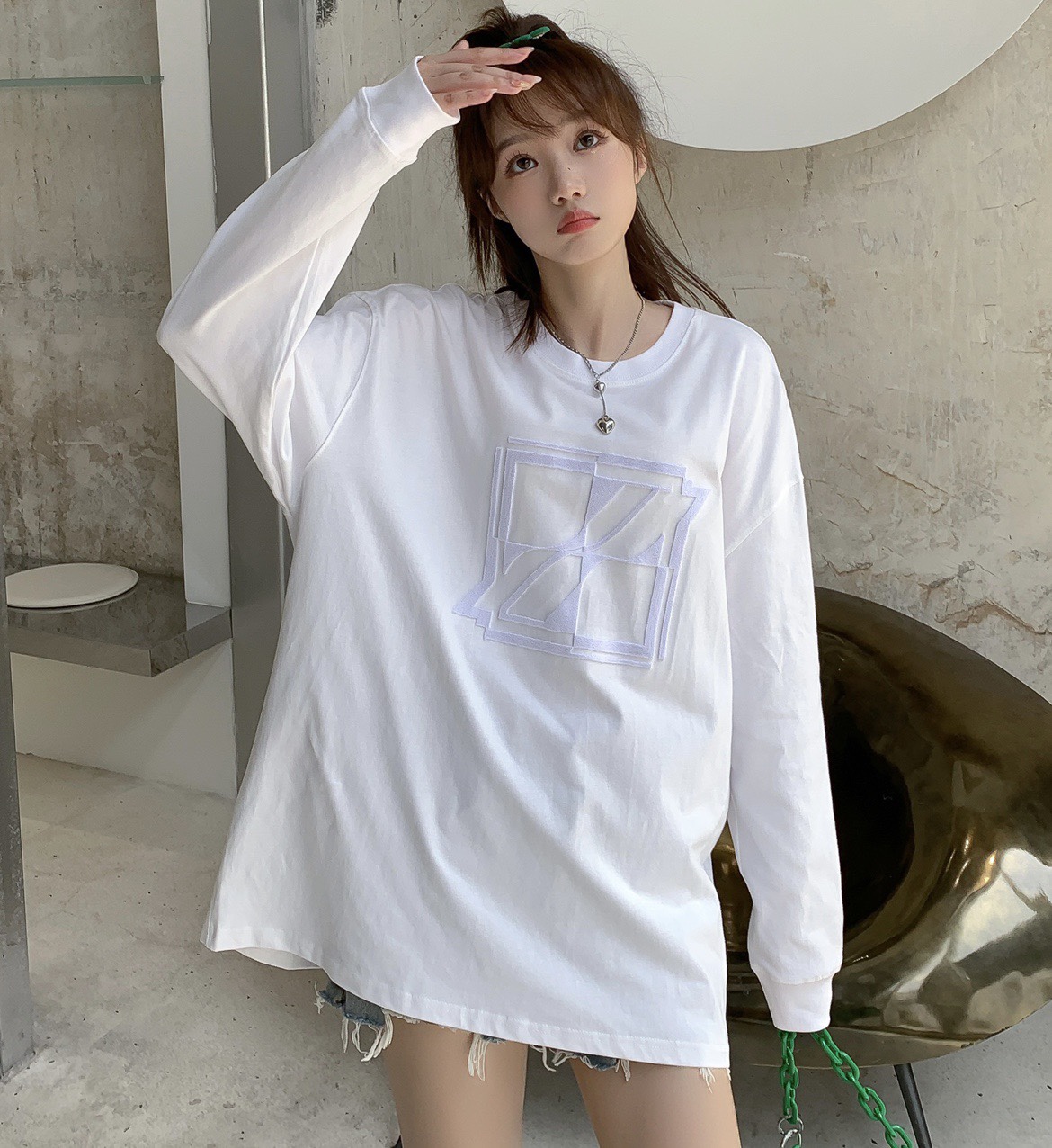 WE11DONE 品質保証安い tシャツヘビーウェイトｎ級品 長袖tシャツ 純綿 柔らかい トップス 四角ロゴプリント ホワイト_5