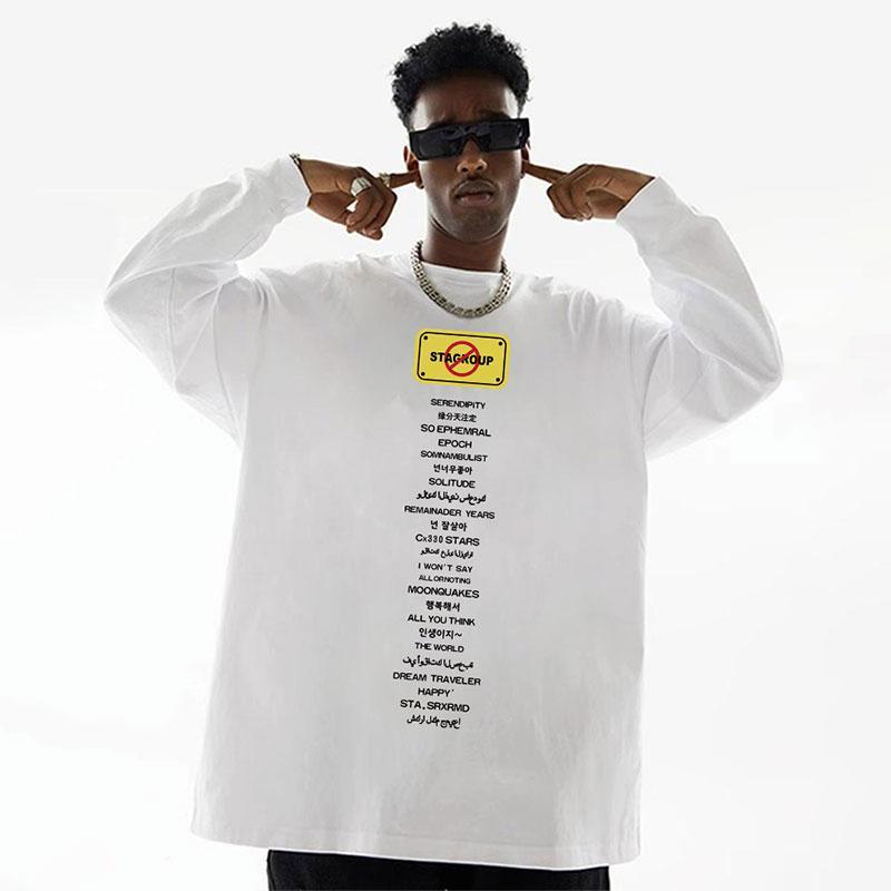 WE11DONE 新商品! ロックウェル tシャツ激安通販 長袖tシャツ 純綿 大人気 トップス 禁止ロゴ プリント 2色可選_3