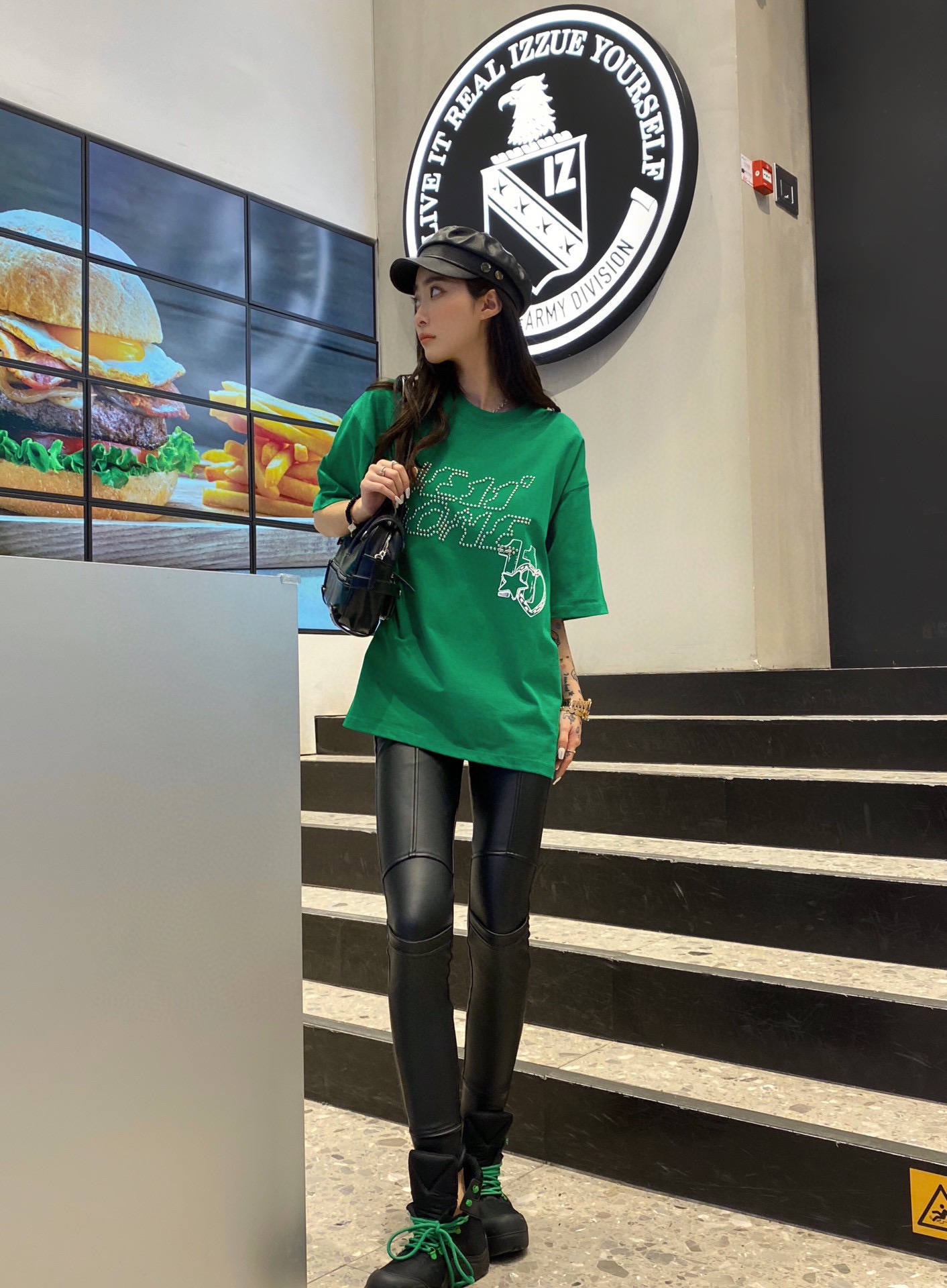 WE11DONE ウェルダン tシャツ偽物 半袖 トップス シンプル 純綿 プリント レディース ゆったり グリーン_5