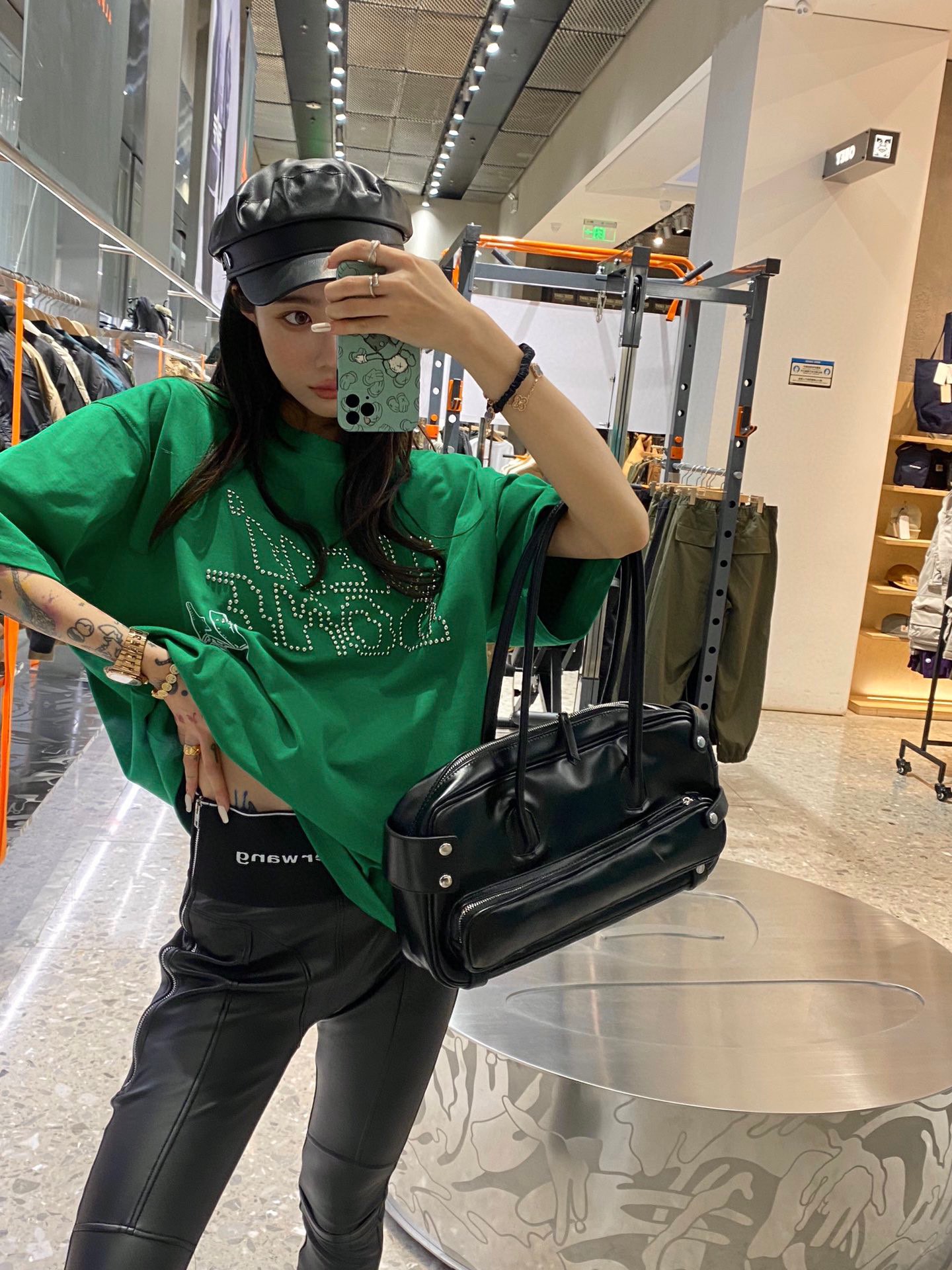 WE11DONE ウェルダン tシャツ偽物 半袖 トップス シンプル 純綿 プリント レディース ゆったり グリーン_6