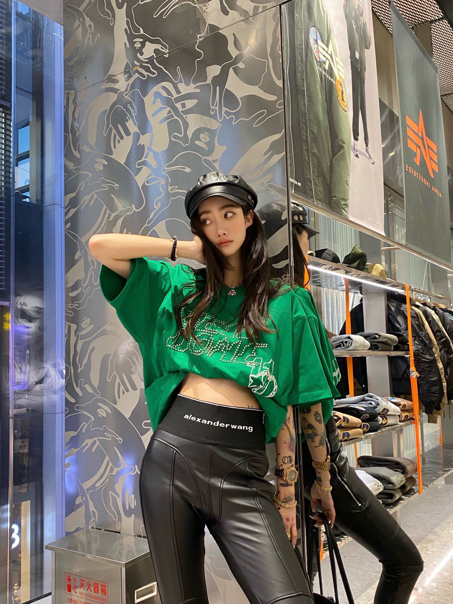 WE11DONE ウェルダン tシャツ偽物 半袖 トップス シンプル 純綿 プリント レディース ゆったり グリーン_8
