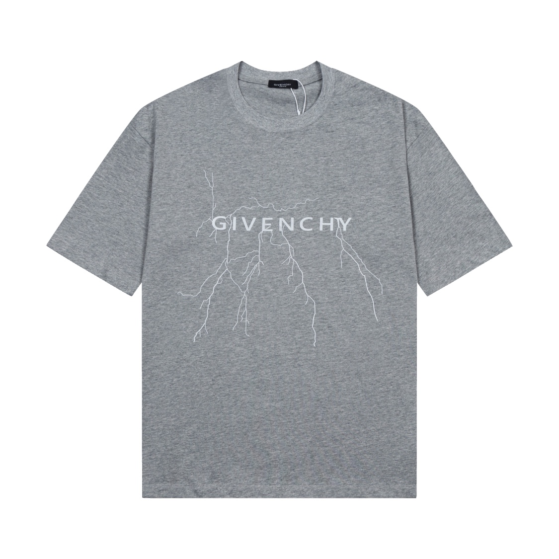 最前線2024 ジバンシー メンズtシャツ偽物 半袖 純綿トップス 蛍光ロゴプリント 激安品 男女兼用 シンプル グレイ_1