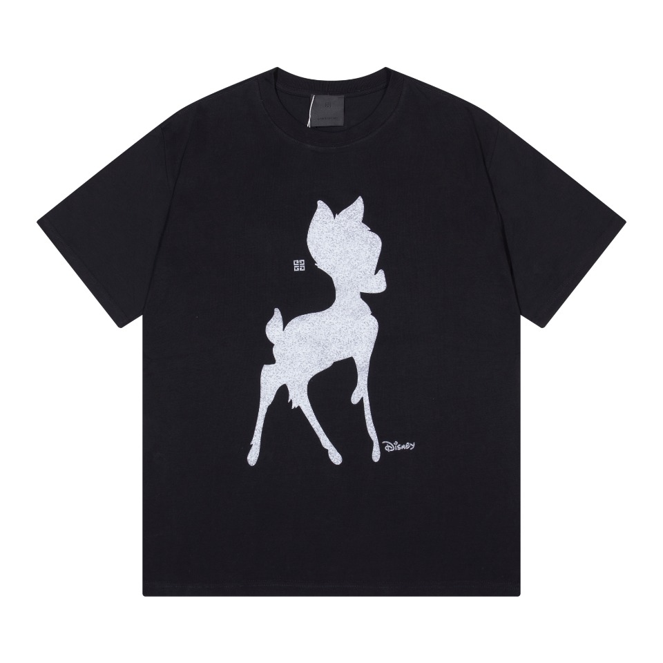 爆買い品質保証 ジバンシィ モデルｎ級品 トップス tシャツ  短袖 柔らかい 純綿 シカプリント 男女兼用 ブラック_1
