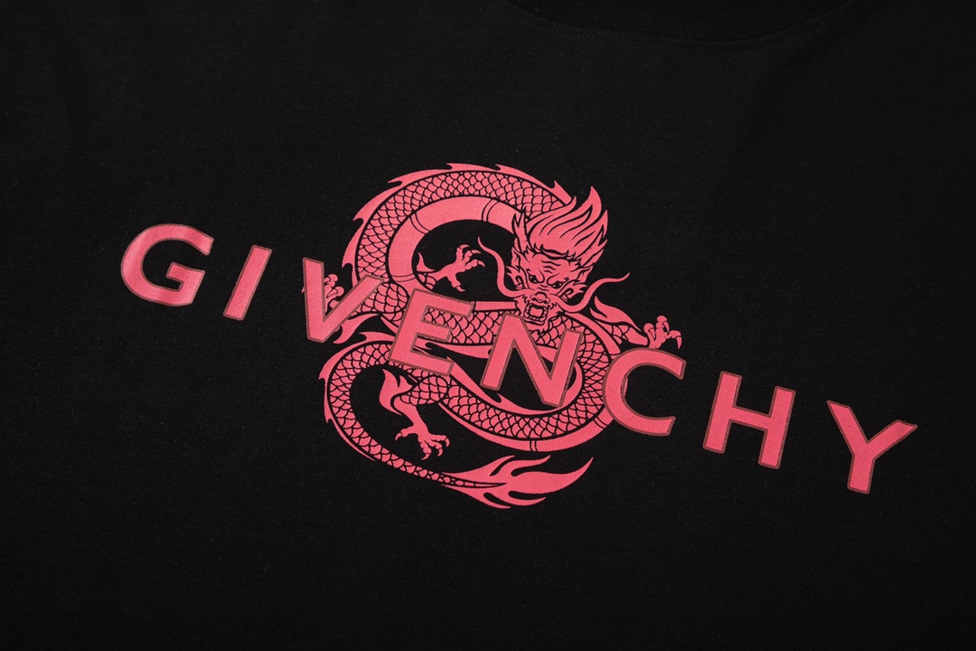 ジバンシィtシャツ偽物 大活躍 トップス tシャツ 人気品 半袖 龍プリント 純綿 柔らかい ファッション ブラック_4