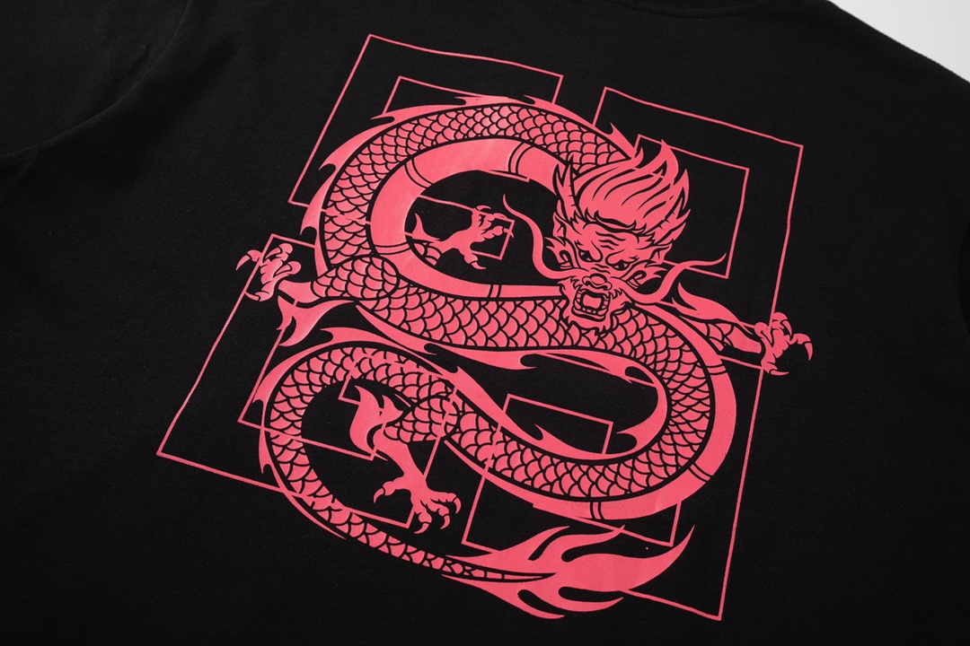 ジバンシィtシャツ偽物 大活躍 トップス tシャツ 人気品 半袖 龍プリント 純綿 柔らかい ファッション ブラック_5