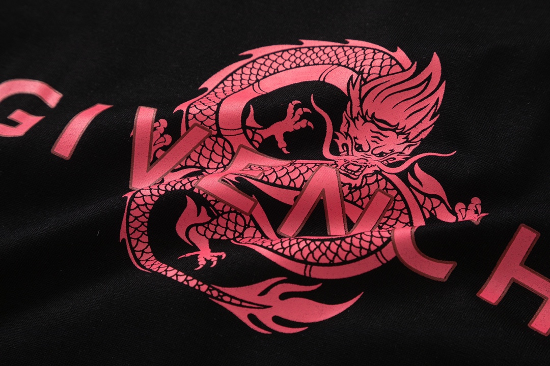 ジバンシィtシャツ偽物 大活躍 トップス tシャツ 人気品 半袖 龍プリント 純綿 柔らかい ファッション ブラック_6