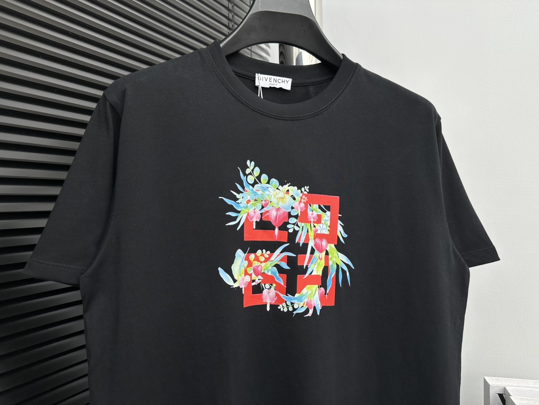 ジバンシィtシャツｎ級品 純綿 丸首 プリント トップス ファッション ゆったり 男女兼用 シンプル ブラック_6