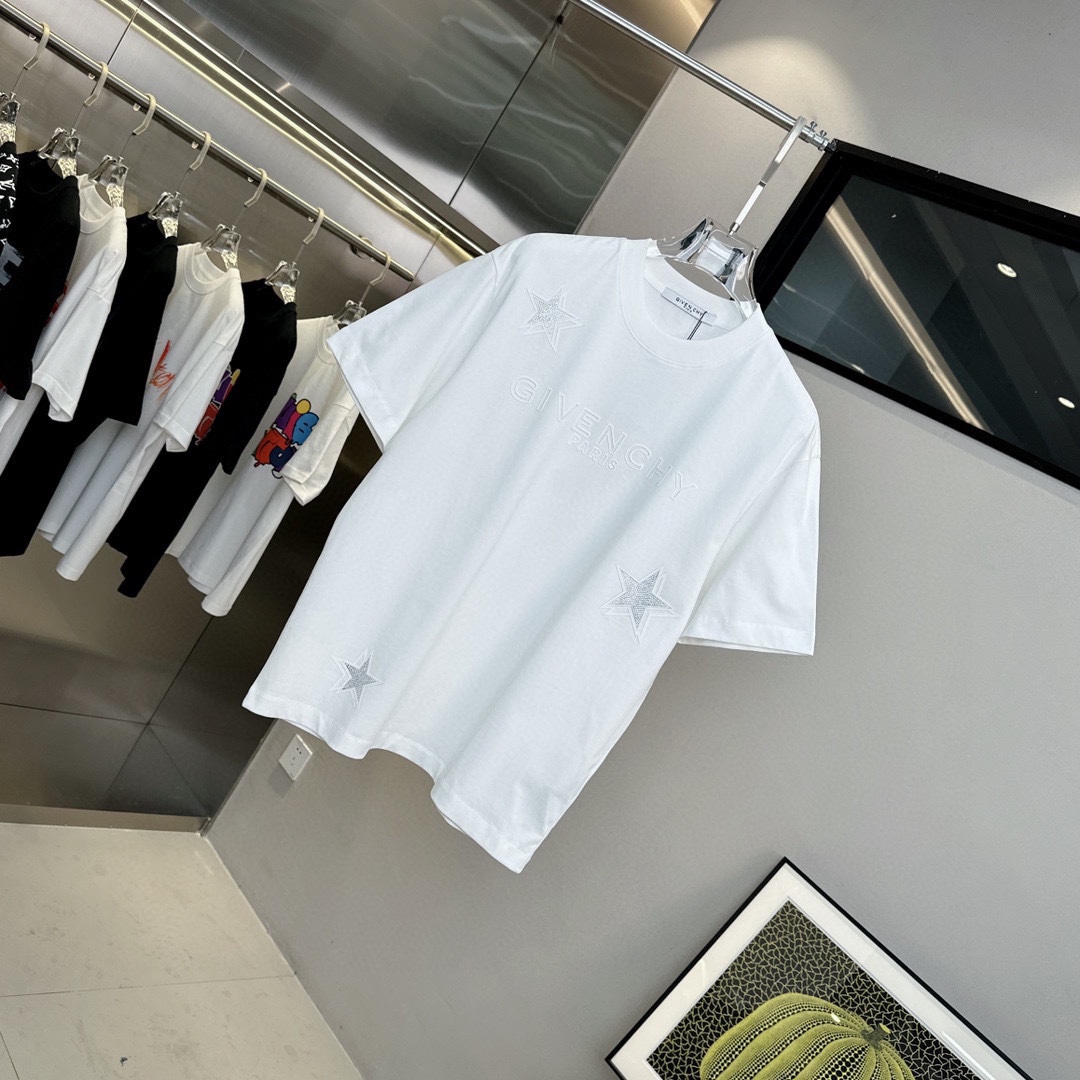 海外セレブ定番愛用 ジバンシィ tシャツ レディース激安通販 トップス 純綿 星プリント 半袖 メンズ ホワイト_2