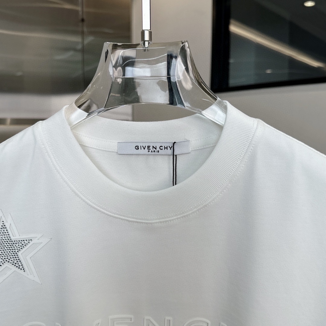海外セレブ定番愛用 ジバンシィ tシャツ レディース激安通販 トップス 純綿 星プリント 半袖 メンズ ホワイト_3